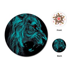 Angry Male Lion Predator Carnivore Playing Cards (round) by Sudhe