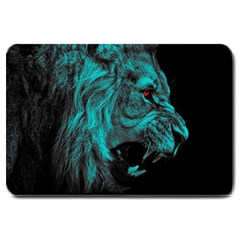 Angry Male Lion Predator Carnivore Large Doormat  by Sudhe