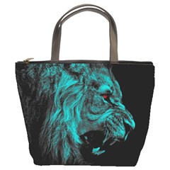 Angry Male Lion Predator Carnivore Bucket Bag by Sudhe