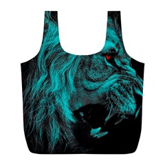 Angry Male Lion Predator Carnivore Full Print Recycle Bag (l) by Sudhe