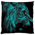 Angry Male Lion Predator Carnivore Large Flano Cushion Case (One Side) Front