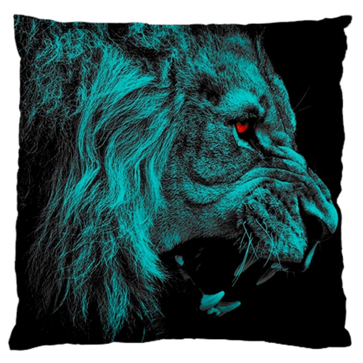 Angry Male Lion Predator Carnivore Large Flano Cushion Case (One Side)