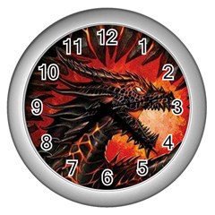 Dragon Wall Clock (silver) by Sudhe