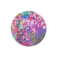 Trippy Forest Full Version Rubber Coaster (round)  by okhismakingart