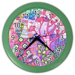 Trippy Forest Full Version Color Wall Clock by okhismakingart