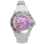 Trippy Forest Full Version Round Plastic Sport Watch (L) Front