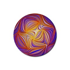 Electric Field Art Lii Rubber Round Coaster (4 Pack)  by okhismakingart