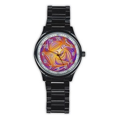 Electric Field Art Lii Stainless Steel Round Watch by okhismakingart