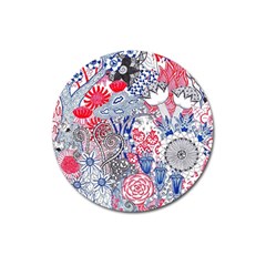 Floral Jungle  Magnet 3  (round) by okhismakingart