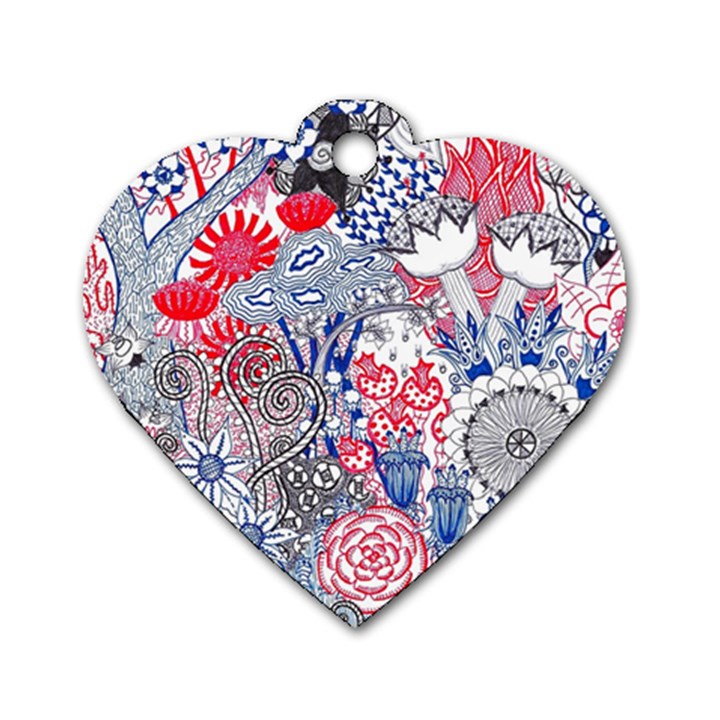 Floral Jungle  Dog Tag Heart (One Side)