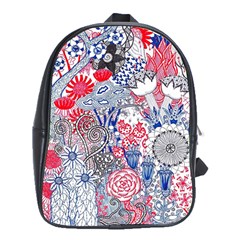 Floral Jungle  School Bag (xl) by okhismakingart