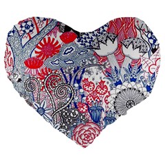 Floral Jungle  Large 19  Premium Heart Shape Cushions by okhismakingart