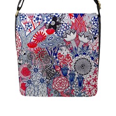 Floral Jungle  Flap Closure Messenger Bag (l) by okhismakingart