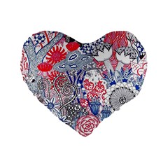 Floral Jungle  Standard 16  Premium Flano Heart Shape Cushions by okhismakingart