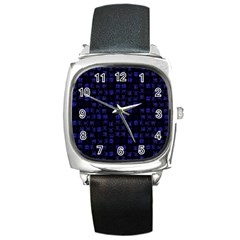 Neon Oriental Characters Print Pattern Square Metal Watch by dflcprintsclothing