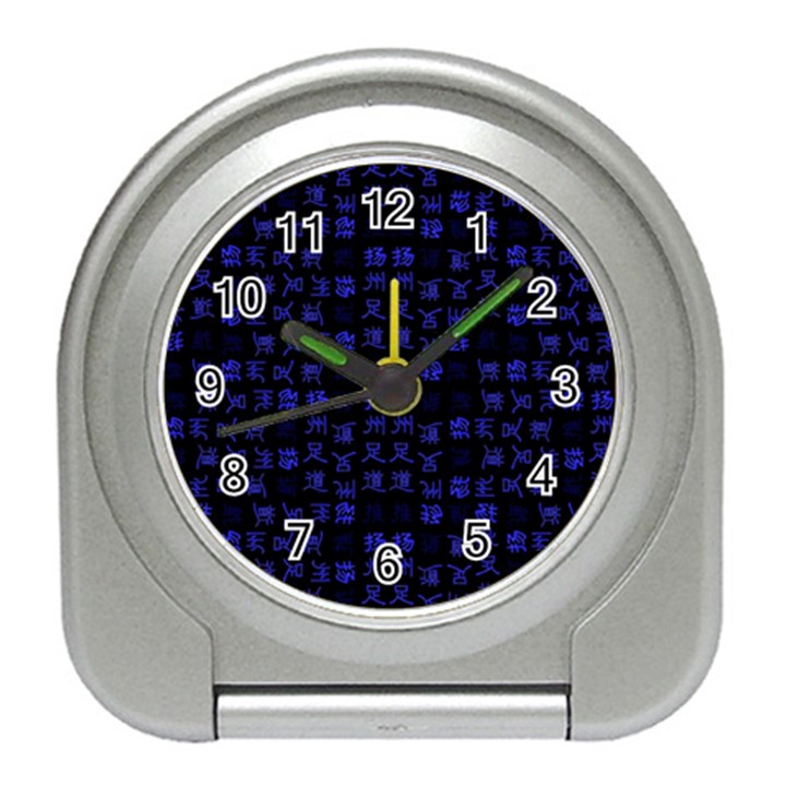 Neon Oriental Characters Print Pattern Travel Alarm Clock