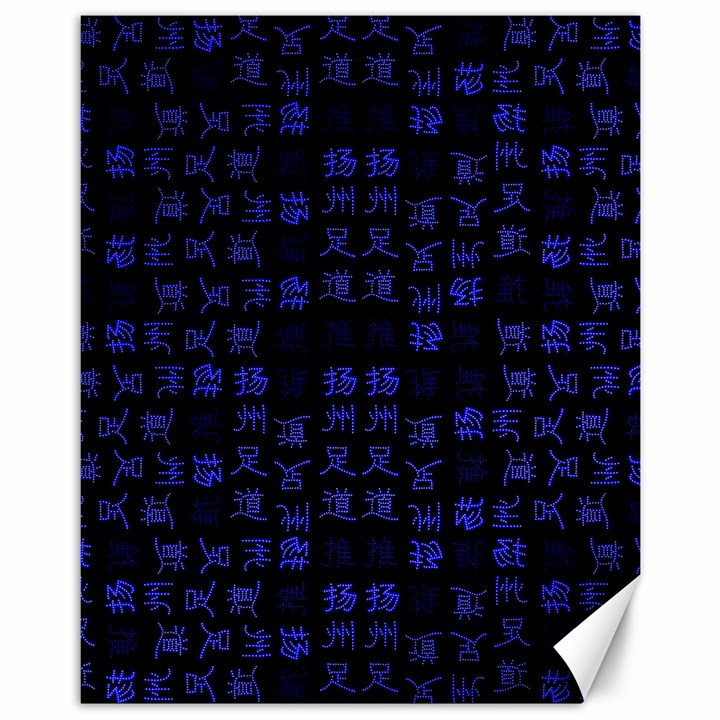 Neon Oriental Characters Print Pattern Canvas 11  x 14 