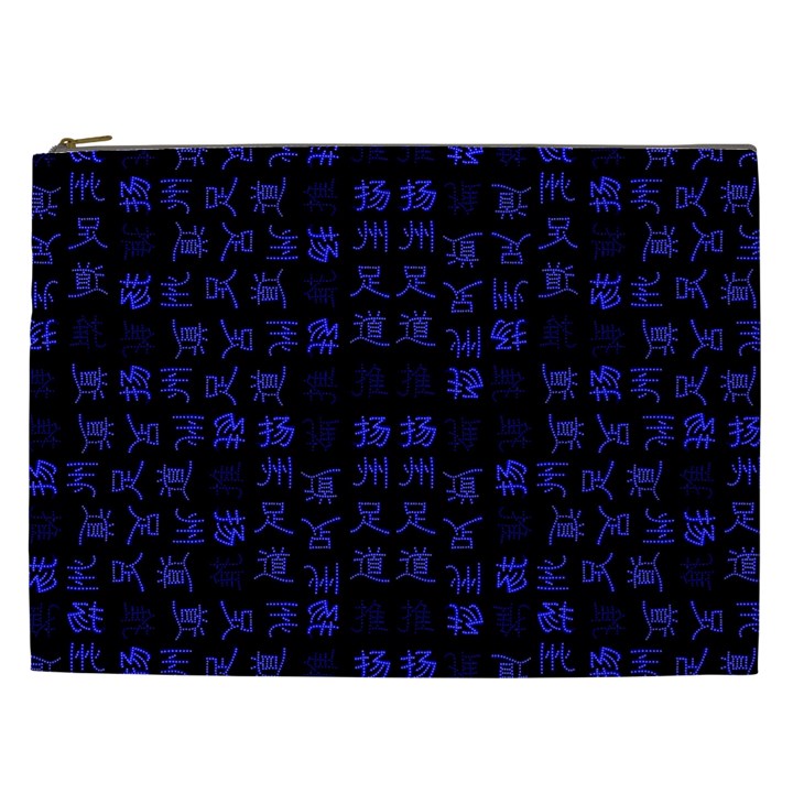 Neon Oriental Characters Print Pattern Cosmetic Bag (XXL)