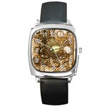 Wonderful Steampunk Design, Awesome Clockwork Square Metal Watch Front