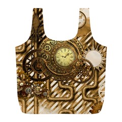 Wonderful Steampunk Design, Awesome Clockwork Full Print Recycle Bag (l) by FantasyWorld7