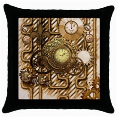 Wonderful Steampunk Design, Awesome Clockwork Throw Pillow Case (black) by FantasyWorld7