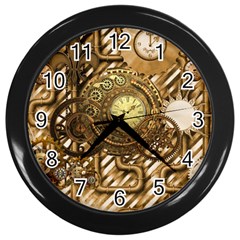 Wonderful Steampunk Design, Awesome Clockwork Wall Clock (black) by FantasyWorld7