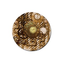 Wonderful Steampunk Design, Awesome Clockwork Rubber Coaster (round)  by FantasyWorld7