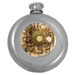 Wonderful Steampunk Design, Awesome Clockwork Round Hip Flask (5 Oz) by FantasyWorld7