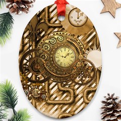 Wonderful Steampunk Design, Awesome Clockwork Oval Ornament (two Sides) by FantasyWorld7