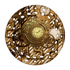 Wonderful Steampunk Design, Awesome Clockwork Round Filigree Ornament (two Sides) by FantasyWorld7