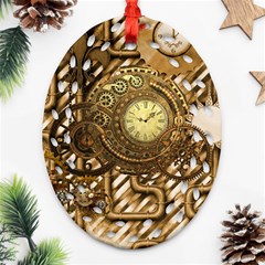 Wonderful Steampunk Design, Awesome Clockwork Oval Filigree Ornament (two Sides) by FantasyWorld7