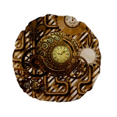 Wonderful Steampunk Design, Awesome Clockwork Standard 15  Premium Round Cushions by FantasyWorld7