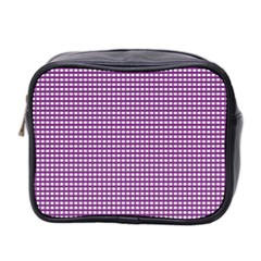 Purple Gingham Mini Toiletries Bag (two Sides) by retrotoomoderndesigns