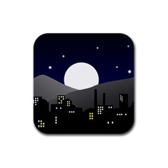 City At Night Rubber Square Coaster (4 Pack)  by Pakrebo