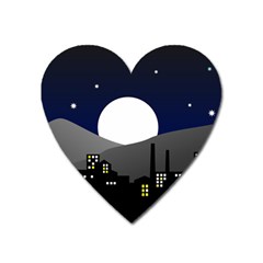 City At Night Heart Magnet by Pakrebo