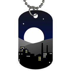 City At Night Dog Tag (two Sides) by Pakrebo