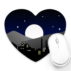 City At Night Heart Mousepads by Pakrebo