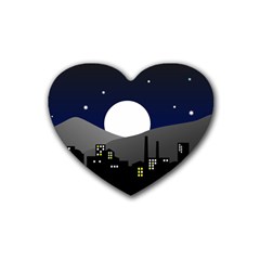 City At Night Heart Coaster (4 Pack)  by Pakrebo