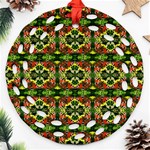 Pattern Red Green Yellow Black Ornament (Round Filigree) Front