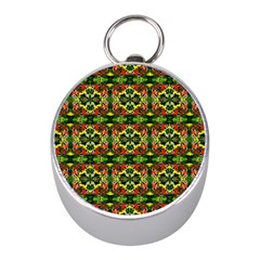 Pattern Red Green Yellow Black Mini Silver Compasses by Pakrebo