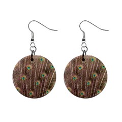 Peacock Feather Bird Exhibition Mini Button Earrings by Pakrebo