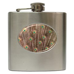 Peacock Feather Bird Exhibition Hip Flask (6 Oz) by Pakrebo