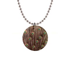 Peacock Feather Bird Exhibition 1  Button Necklace by Pakrebo