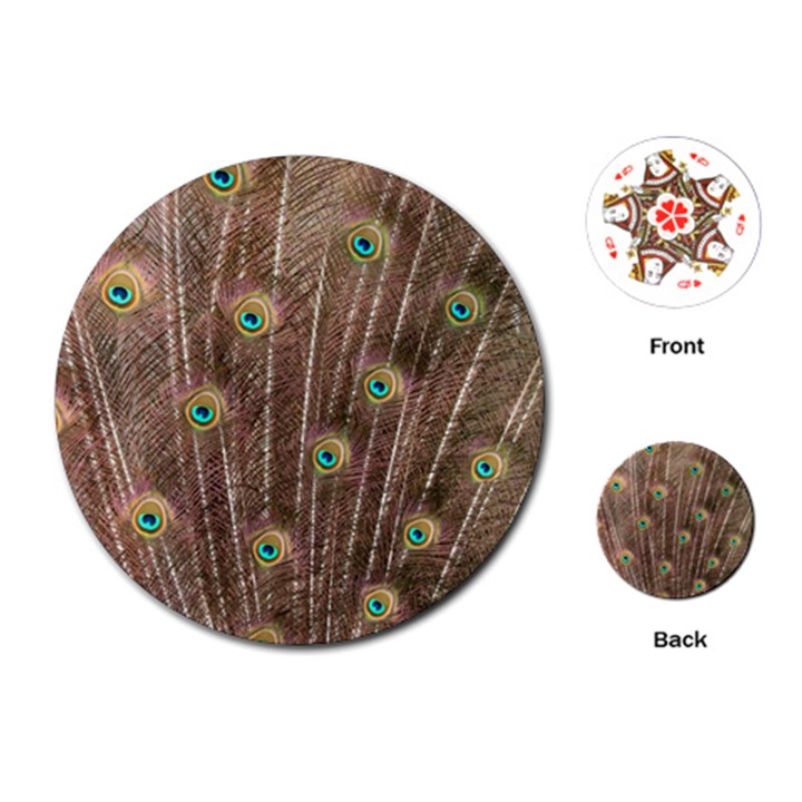 Peacock Feather Bird Exhibition Playing Cards (Round)