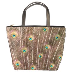 Peacock Feather Bird Exhibition Bucket Bag by Pakrebo