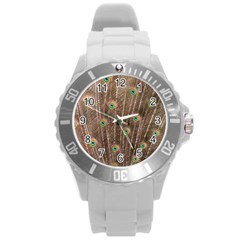 Peacock Feather Bird Exhibition Round Plastic Sport Watch (l) by Pakrebo