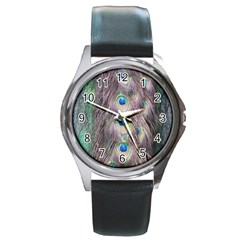 Peacock Bird Pattern Round Metal Watch by Pakrebo