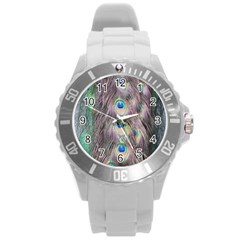 Peacock Bird Pattern Round Plastic Sport Watch (l) by Pakrebo