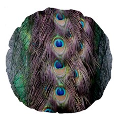 Peacock Bird Pattern Large 18  Premium Flano Round Cushions by Pakrebo