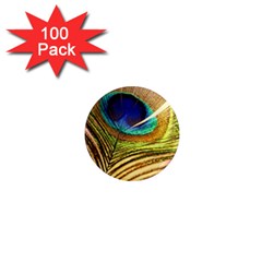 Peacock Feather Colorful Peacock 1  Mini Magnets (100 pack) 